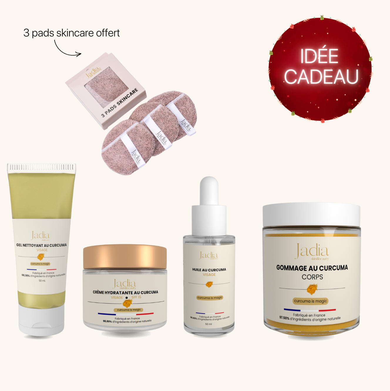 WINTER SKIN&amp;BODY CARE PACK  &quot;Anti-taches&quot; Jadia© + 3 pads skincare OFFERT