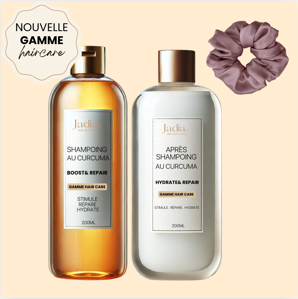 Pack Hair Care au Curcuma Jadia© l Protège &amp; Répare + 1 chouchou en Satin OFFERT